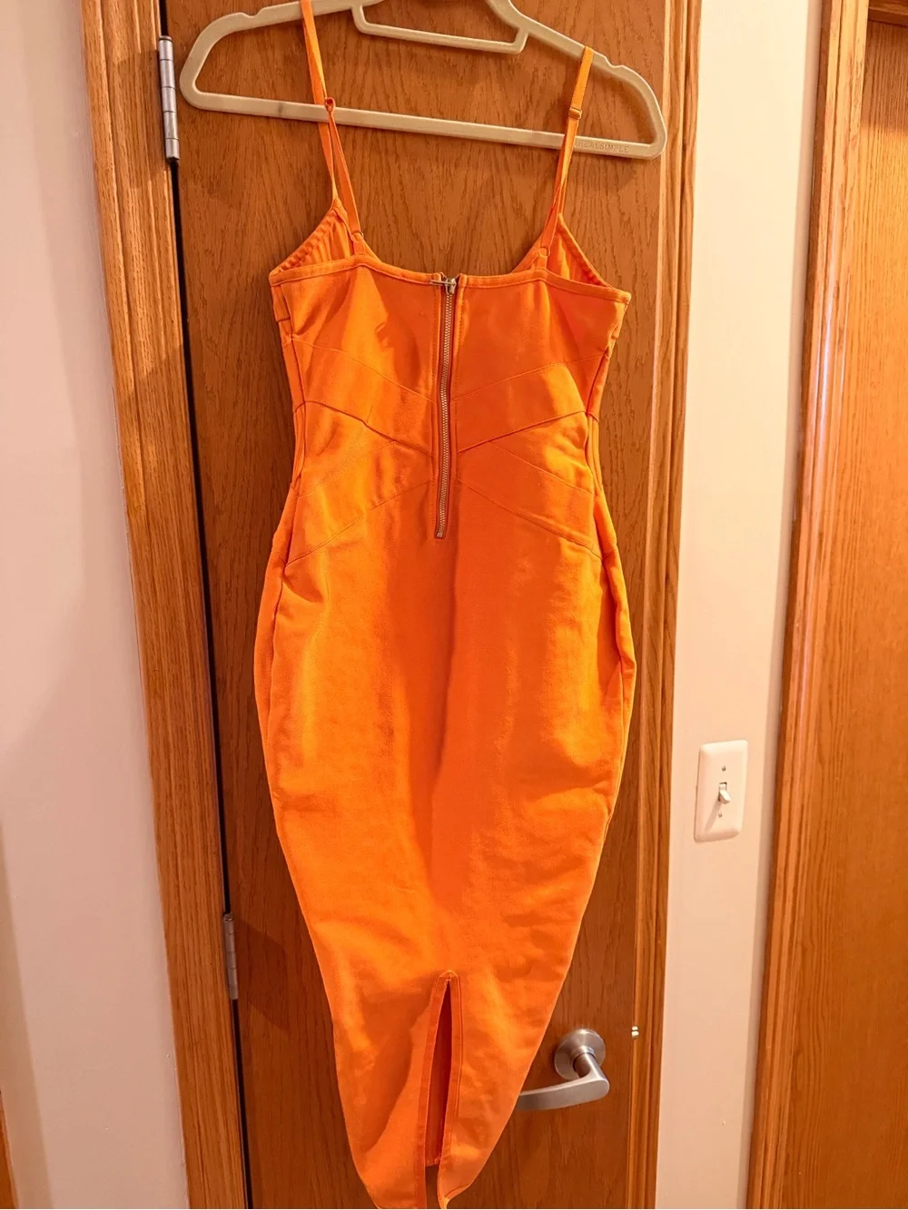 AKIRA Orange Spaghetti Strap Midi Bodycon Dress - Picture 3 of 4